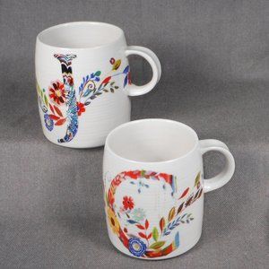 2 coffee mugs. Anthropologie Mug Starla M Halfmann J & C  Monogram